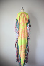 Hale Bob Cabana Lime Green Multi Ikat Print Open Side Caftan Dress