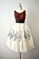 Vintage 1960s Brown Ombre Floral Dress