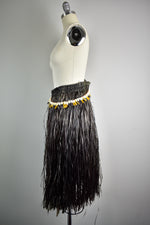 Vintage 1950s Handmade Dark Brown Hawaiian Grass Skirt