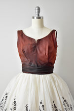 Vintage 1960s Brown Ombre Floral Dress