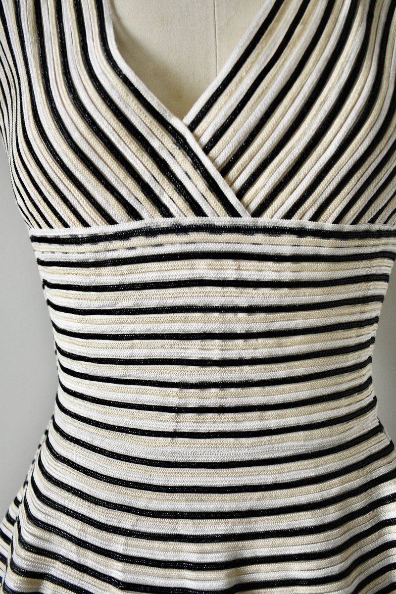 Vintage 1950 Classic Sleeveless Stripe Dress