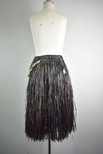 Vintage 1950s Handmade Dark Brown Hawaiian Grass Skirt