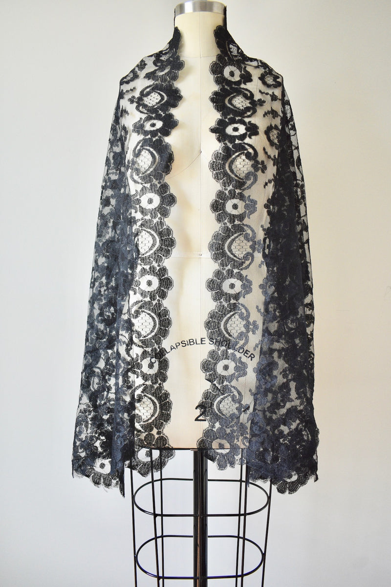 Victorian Lace Black Shawl