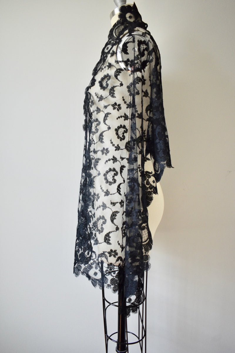 Victorian Lace Black Shawl