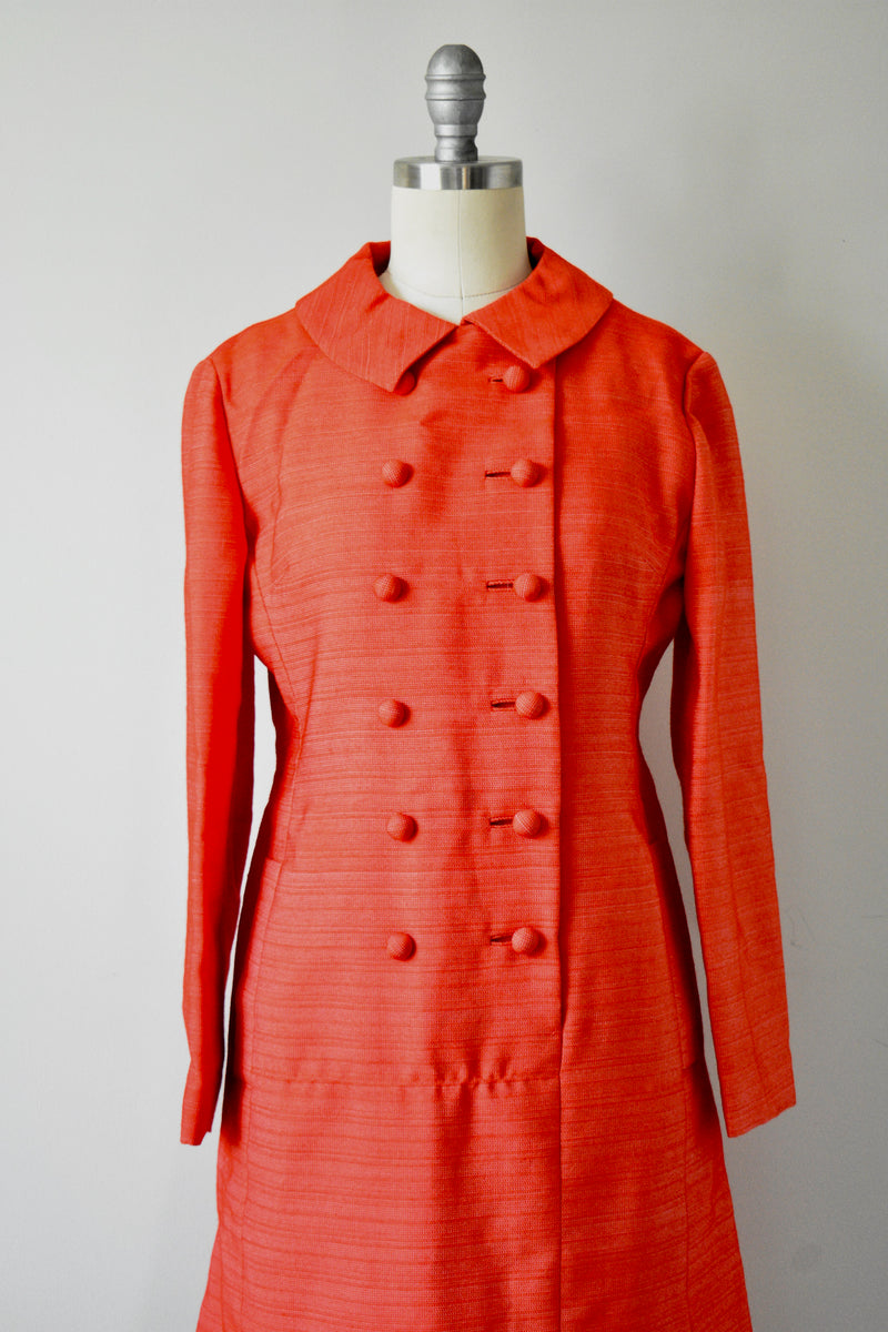 Vintage 1960s Red Dynasty Coat Dress