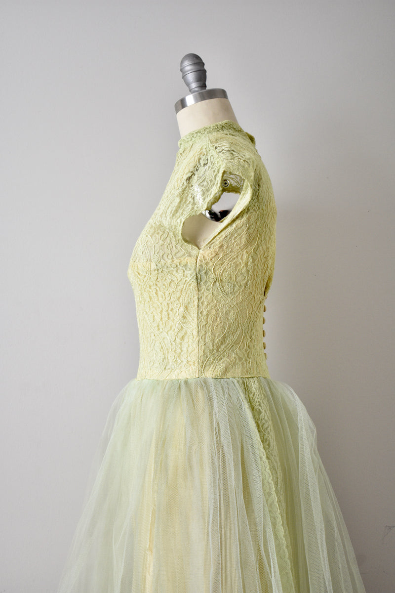 Vintage 1950s Chartreuse Gown AS IS