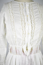 Antique Victorian 1900s White Lace Embroidered Tea Dress