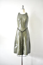 Sleeveless Vegan Leather Green Dress By Alice and Olivia