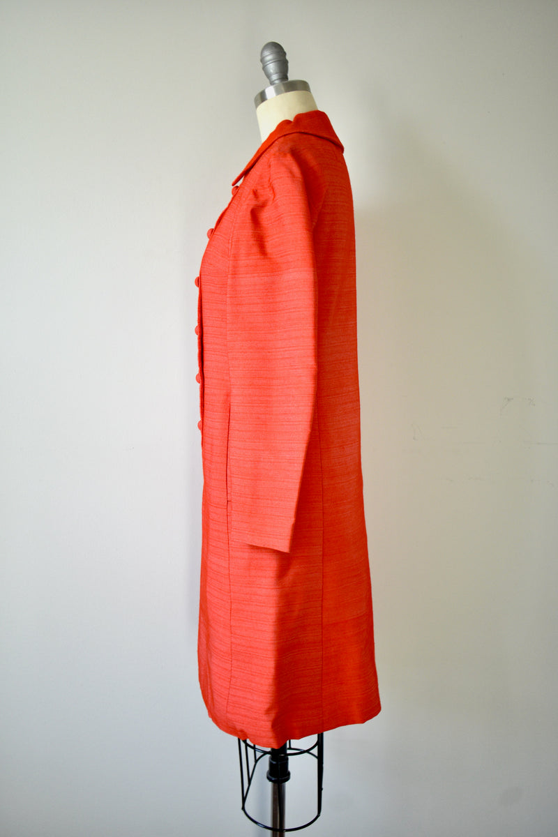 Vintage 1960s Red Dynasty Coat Dress