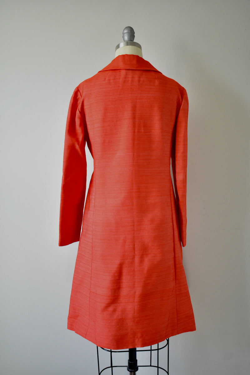 Vintage 1960s Red Dynasty Coat Dress