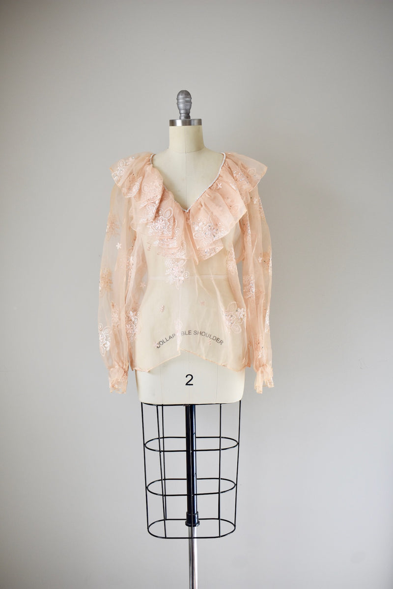 Vintage Sheer Ruffled Organza Top
