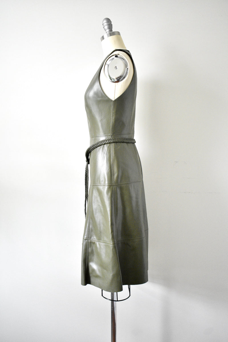 Sleeveless Vegan Leather Green Dress By Alice and Olivia Vintage World Rocks Sleeveless Vegan Leather Green Dress By Alice and Olivia Vintage World Rocks