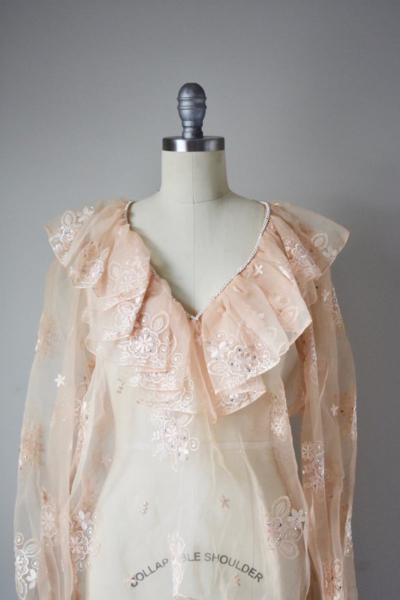Vintage Sheer Ruffled Organza Top