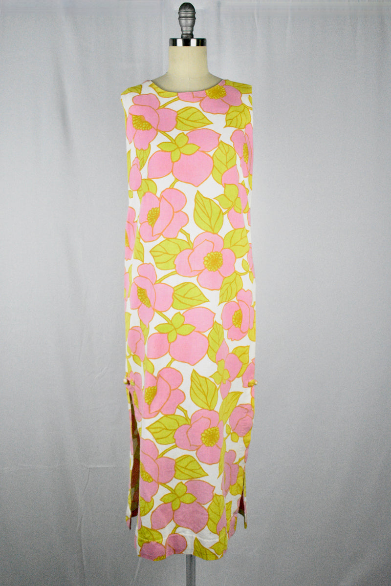 Vintage 1960s Floral Print Maxi Dress
