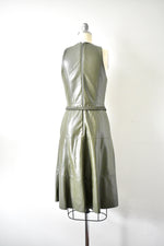 Sleeveless Vegan Leather Green Dress By Alice and Olivia