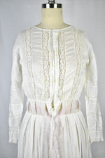 Antique Victorian 1900s White Lace Embroidered Tea Dress