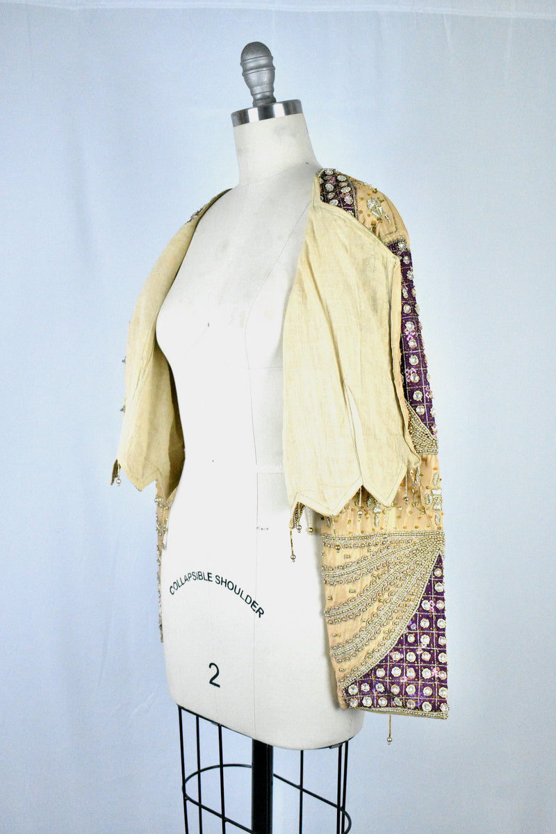 The Miss Designer Collection Purple Gold Beaded Bolero Jacket