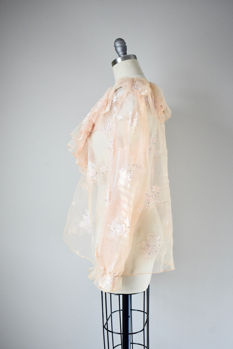Vintage Sheer Ruffled Organza Top