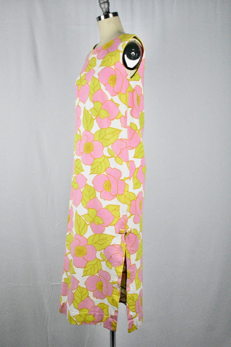 Vintage 1960s Floral Print Maxi Dress