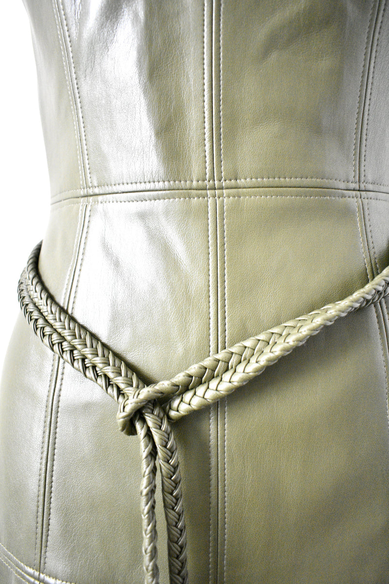 Sleeveless Vegan Leather Green Dress By Alice and Olivia Vintage World Rocks Sleeveless Vegan Leather Green Dress By Alice and Olivia Vintage World Rocks