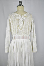 Antique Victorian 1900s White Lace Embroidered Tea Dress