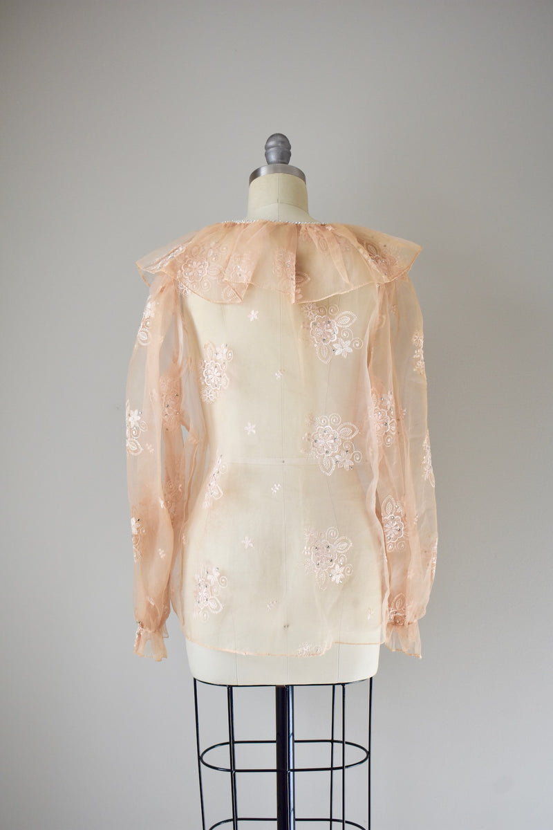 Vintage Sheer Ruffled Organza Top