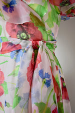 Vintage 1970s Sheer Floral Print Dress- Size Small/ Medium