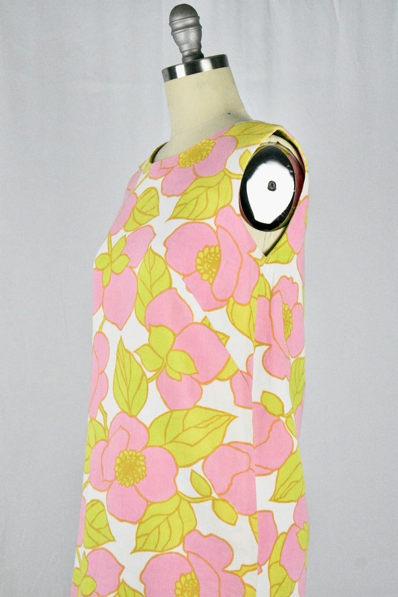 Vintage 1960s Floral Print Maxi Dress