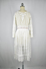 Antique Victorian 1900s White Lace Embroidered Tea Dress