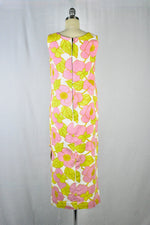 Vintage 1960s Floral Print Maxi Dress
