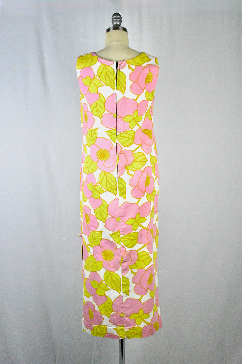 Vintage 1960s Floral Print Maxi Dress