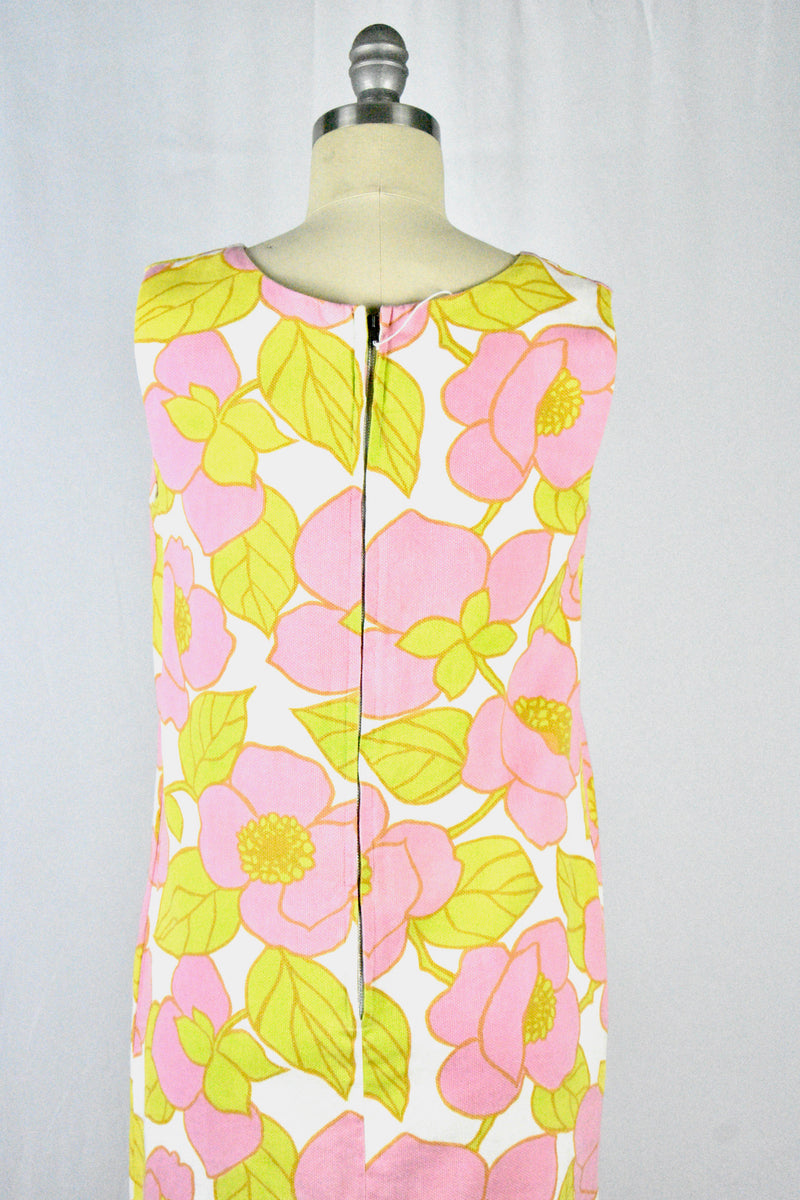 Vintage 1960s Floral Print Maxi Dress