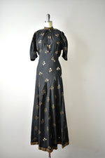Vintage 1930s Black Eyelet Dress
