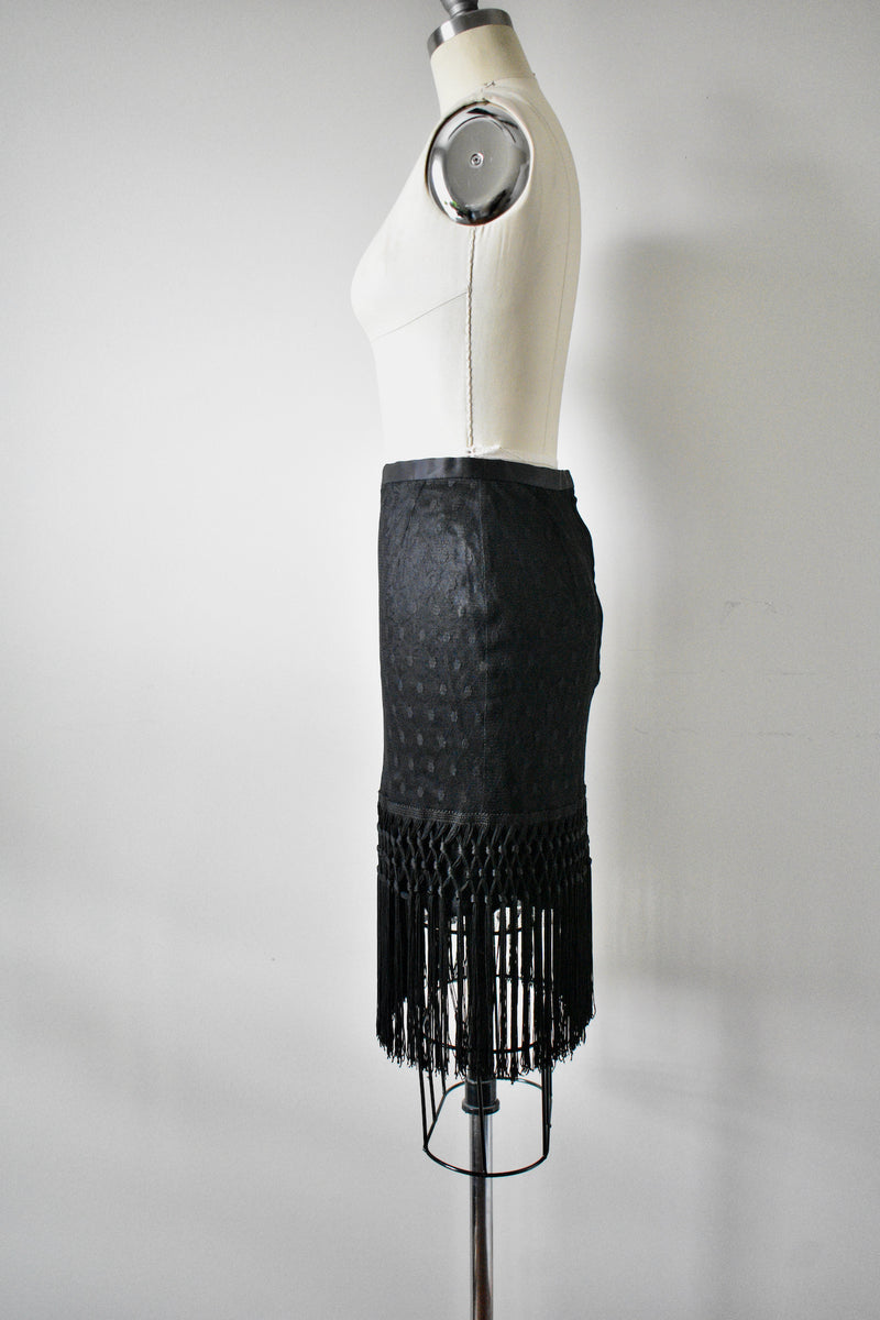 Little Black Skirt With Fringe By Dolce and Gabbana
