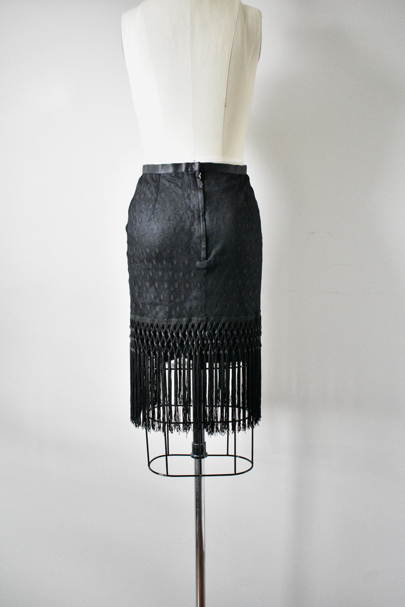 Little Black Skirt With Fringe By Dolce and Gabbana