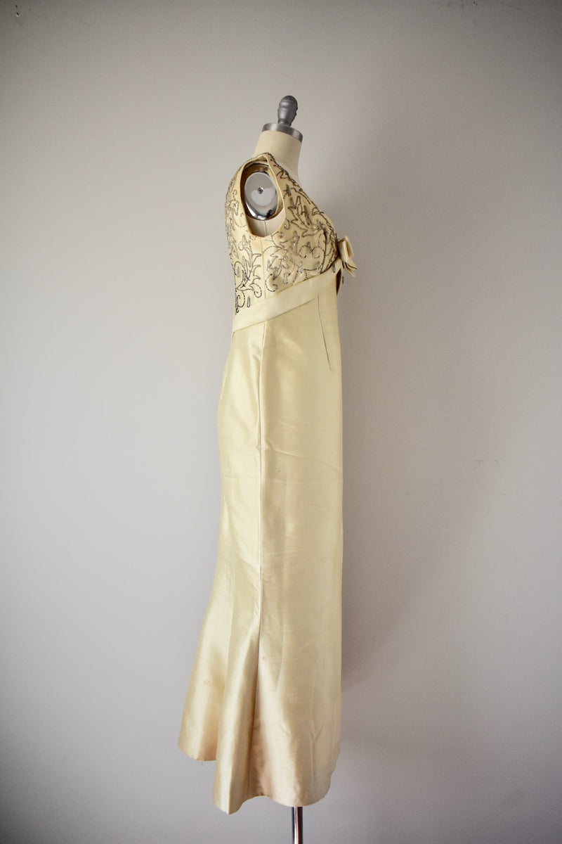 Yvonne Beverly Hills Beaded Silk Evening Dress, 1960 Vintage World Rocks Yvonne Beverly Hills Beaded Silk Evening Dress, 1960 Vintage World Rocks