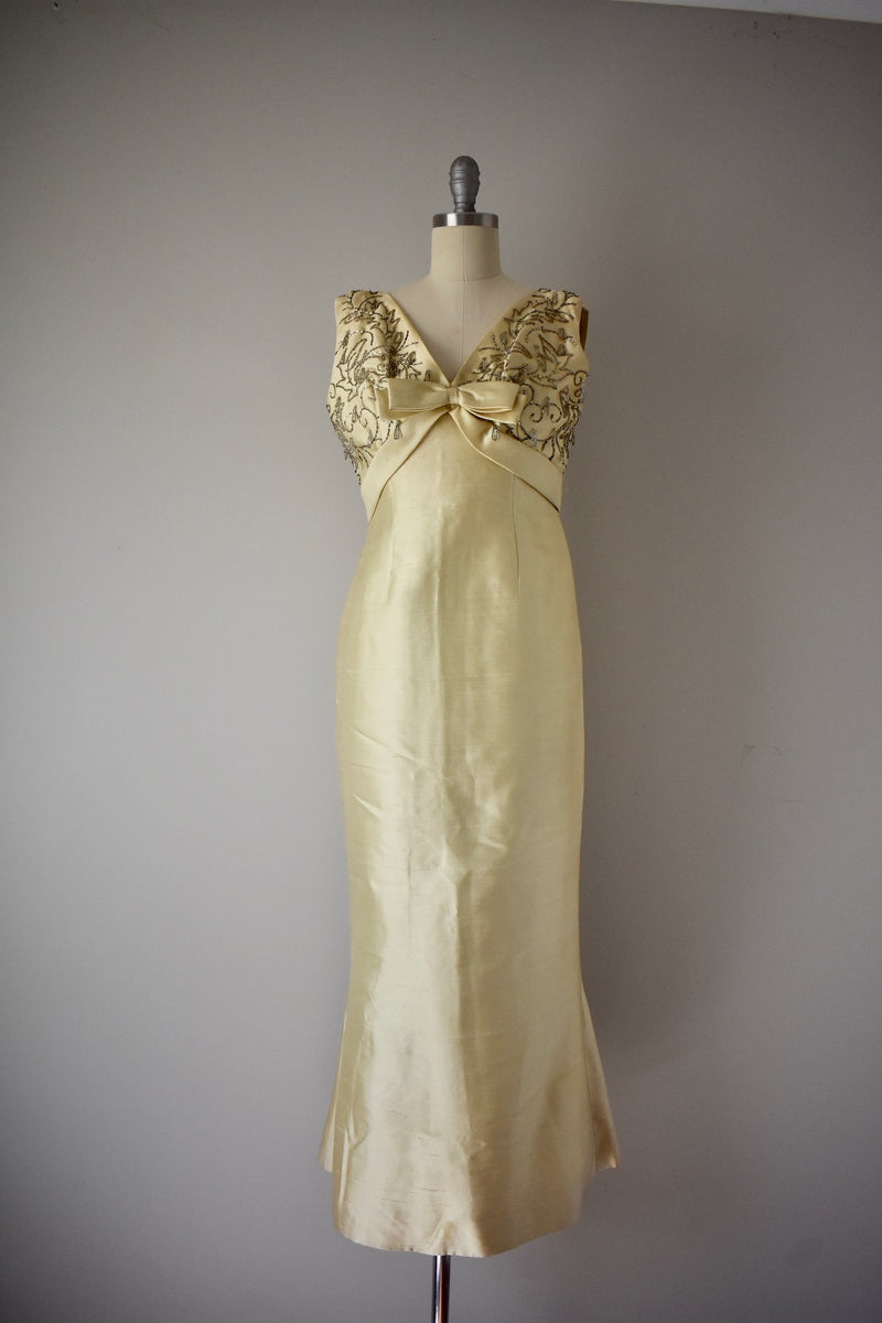 Yvonne Beverly Hills Beaded Silk Evening Dress, 1960 Vintage World Rocks Yvonne Beverly Hills Beaded Silk Evening Dress, 1960 Vintage World Rocks