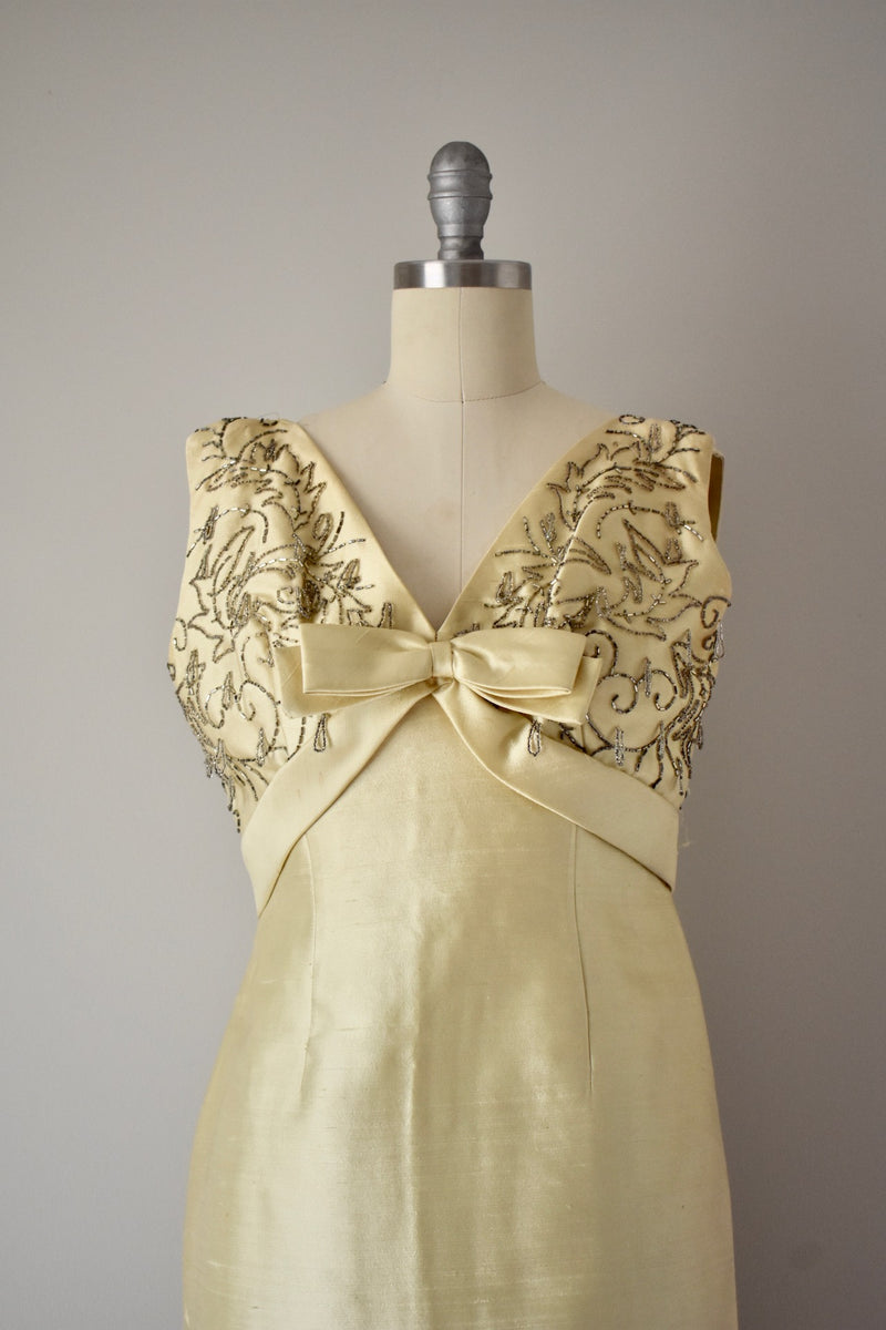 Yvonne Beverly Hills Beaded Silk Evening Dress, 1960
