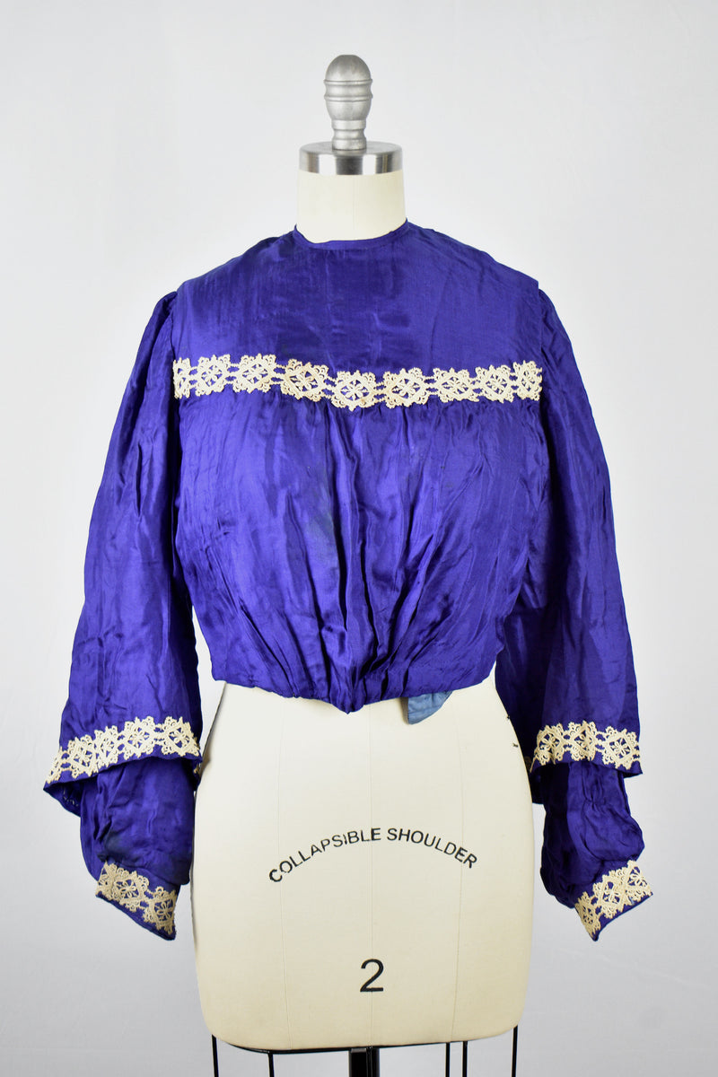 Antique Victorian Lady's Royal Blue Silk Blouse