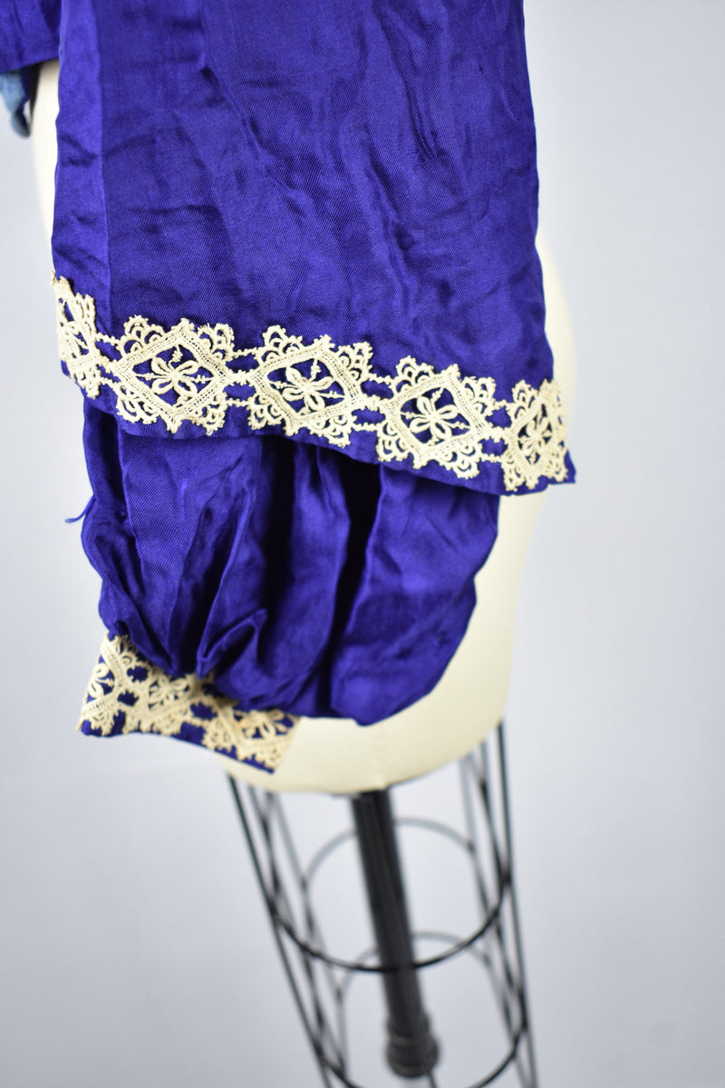 Antique Victorian Lady's Royal Blue Silk Blouse
