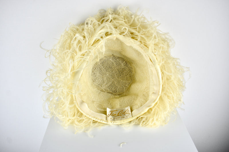 Vintage 1960s Jan Leslie Custom Design Ivory Ostrich Feather Hat