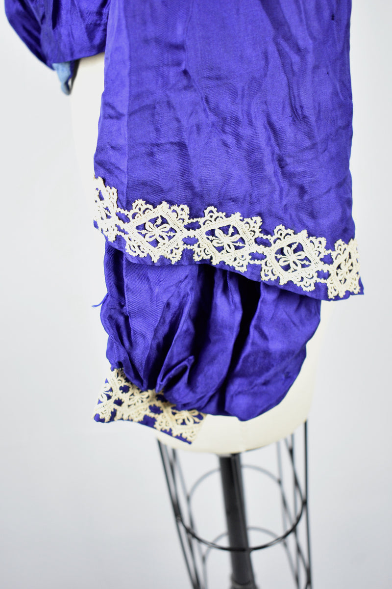 Antique Victorian Lady's Royal Blue Silk Blouse