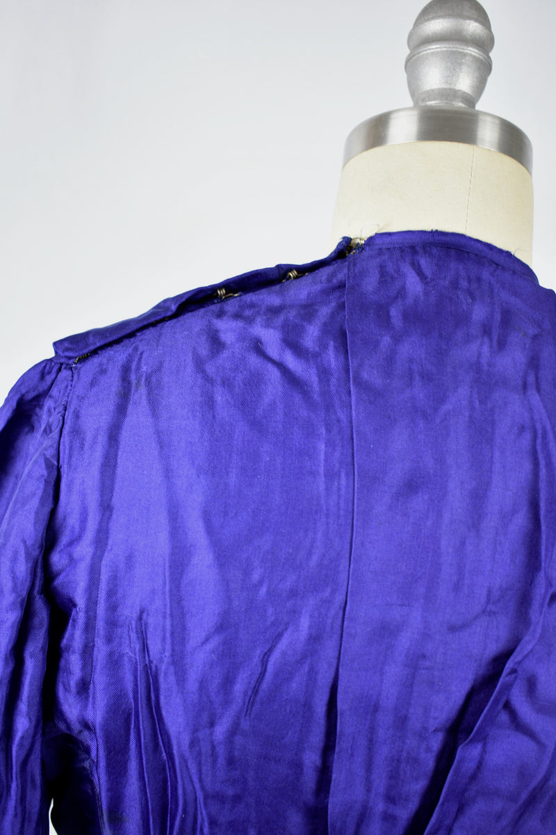 Antique Victorian Lady's Royal Blue Silk Blouse