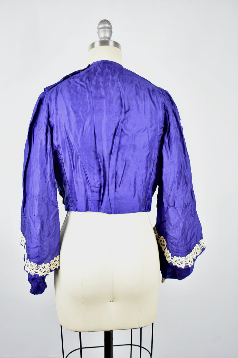 Antique Victorian Lady's Royal Blue Silk Blouse