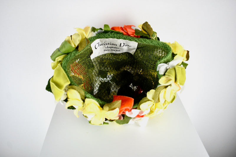 Vintage 1960s Christian Dior Turban Floral Hat