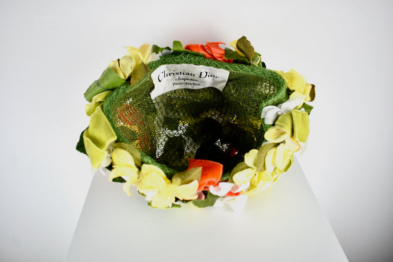 Vintage 1960s Christian Dior Turban Floral Hat