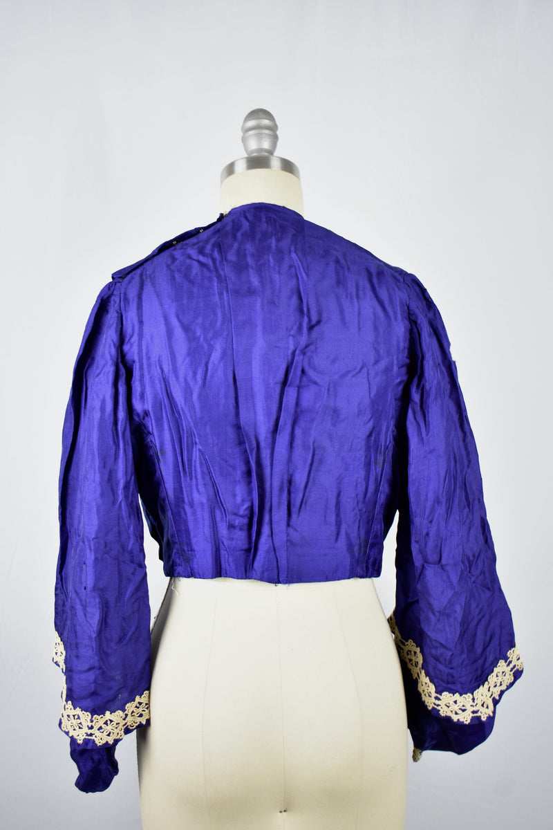 Antique Victorian Lady's Royal Blue Silk Blouse