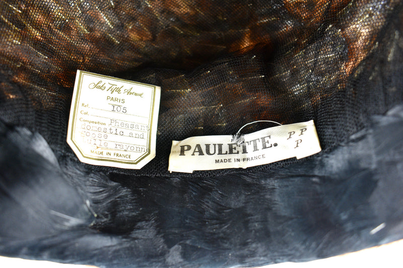 Vintage 1960s Deadstock Feather Paulette/ Saks Fifth Avenue Hat