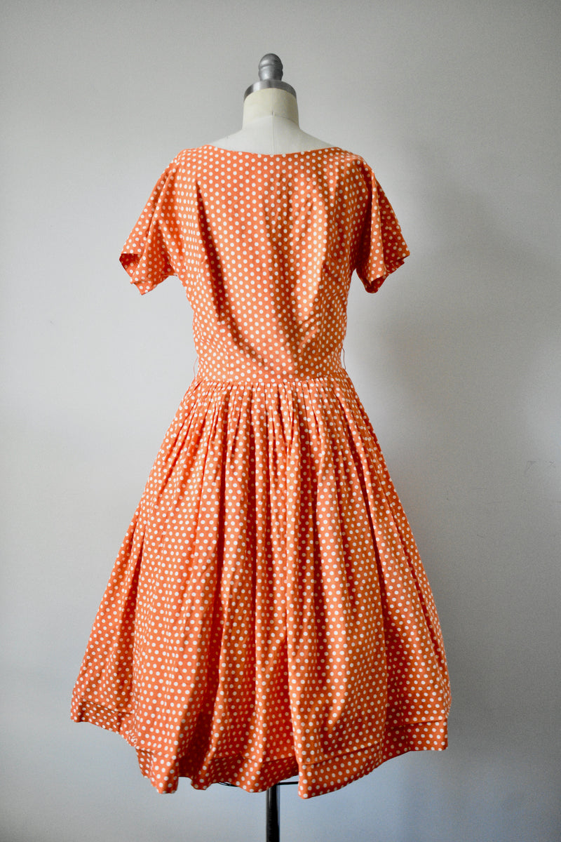 Vintage 1950s Orange Polka Dot Novelty Day Dress by Dress Town INC Vintage World Rocks Vintage 1950s Orange Polka Dot Novelty Day Dress by Dress Town INC Vintage World Rocks