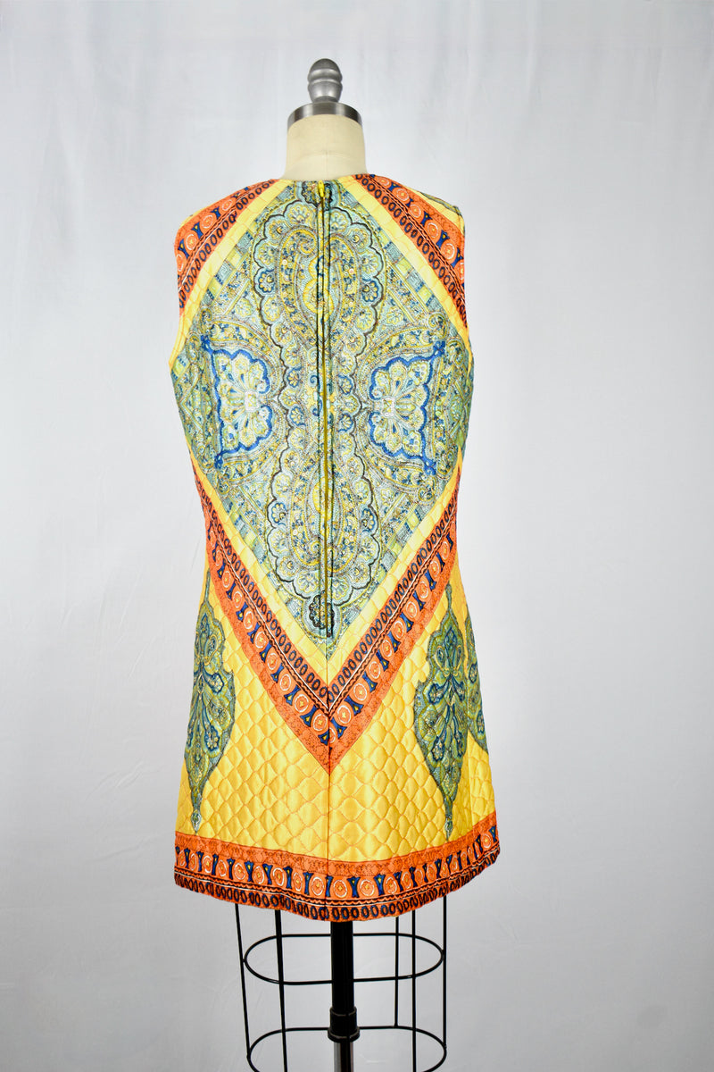 Vintage 1960s Saks Fifth Avenue Satin Quilted Dress